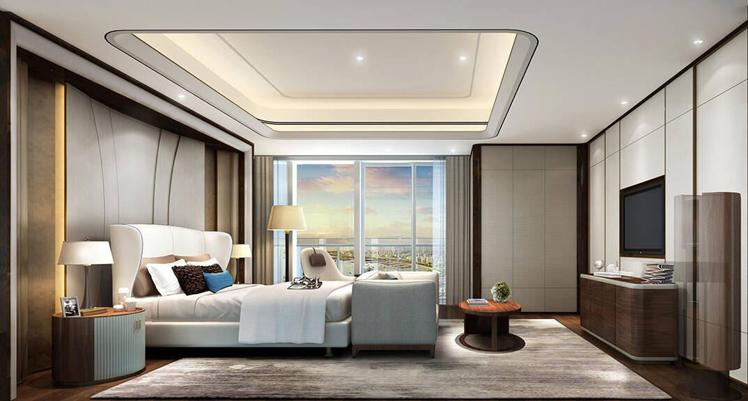 隆海海之韵 260㎡ 四室两厅 现代风格客厅效果图