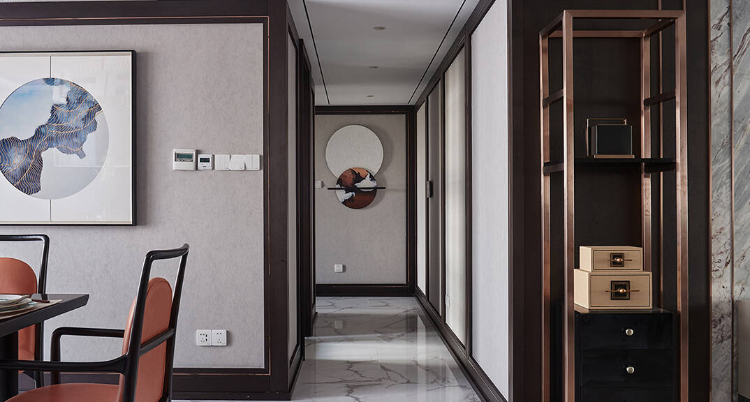 恒大·金沙滩 320㎡ 别墅 新中式风格过道走廊装修效果图