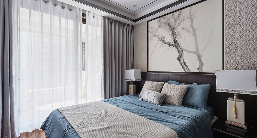 恒大·金沙滩 320㎡ 别墅 新中式风格卧室装修效果图