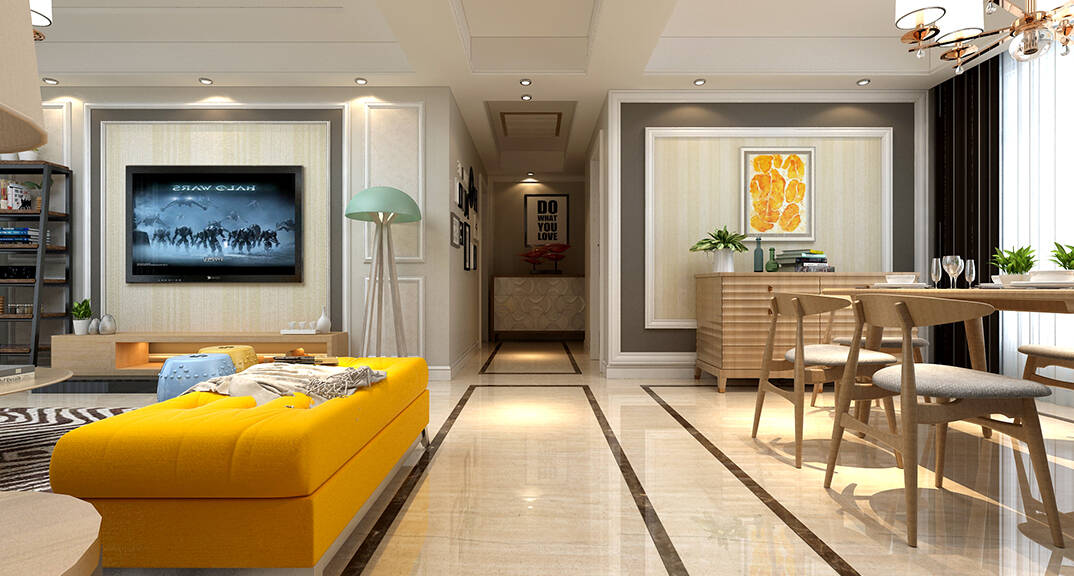 蓝泰·海乐府140㎡四室二厅二卫客厅过道走廊现代简约风格装修效果图