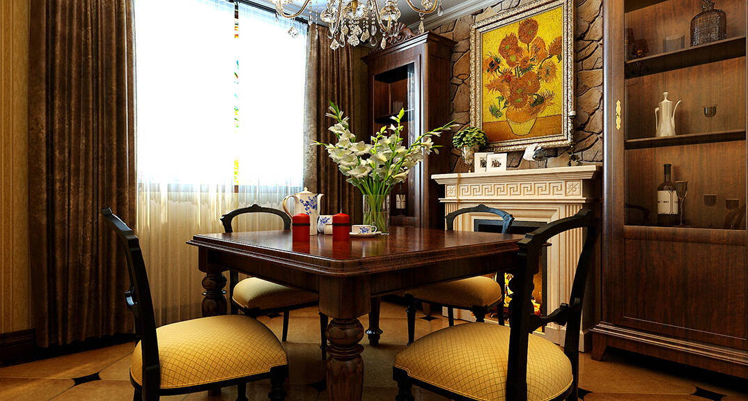 中冶圣乔维斯268㎡别墅茶室美式风格装修案例效果图