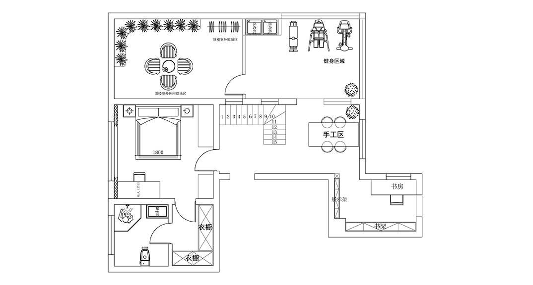 都市果岭198㎡别墅二层户型图
