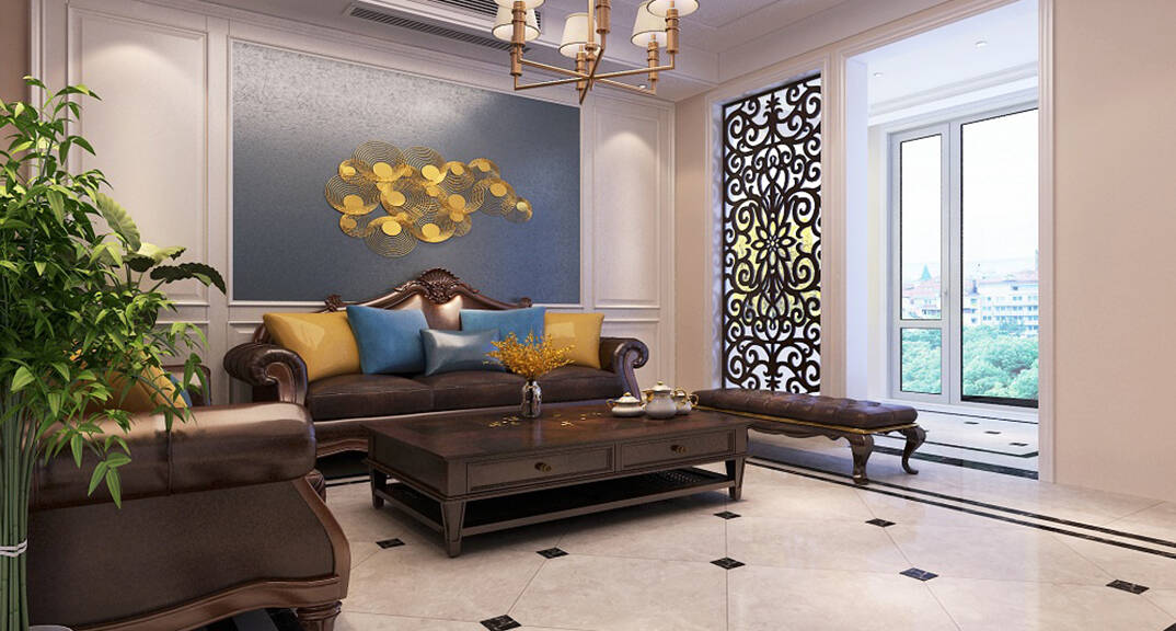 安纳溪236m²别墅客厅沙发美式风格装修案例效果图