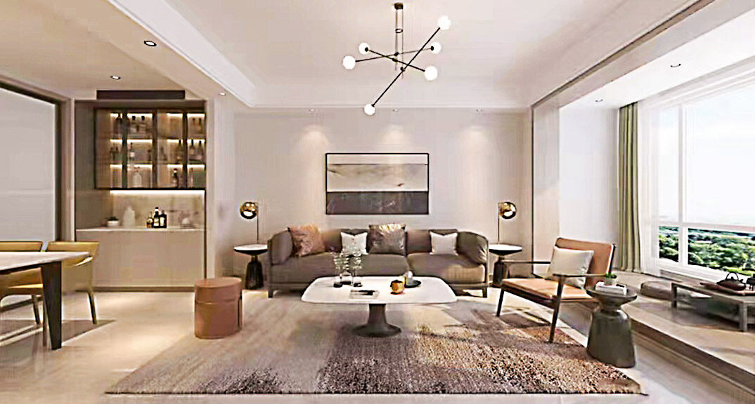 天一仁和珑樾海115㎡别墅上叠客厅现代风格装修案例效果图.jpg