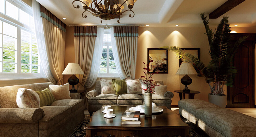 泓久花园212㎡别墅客厅沙发美式风格装修案例.jpg