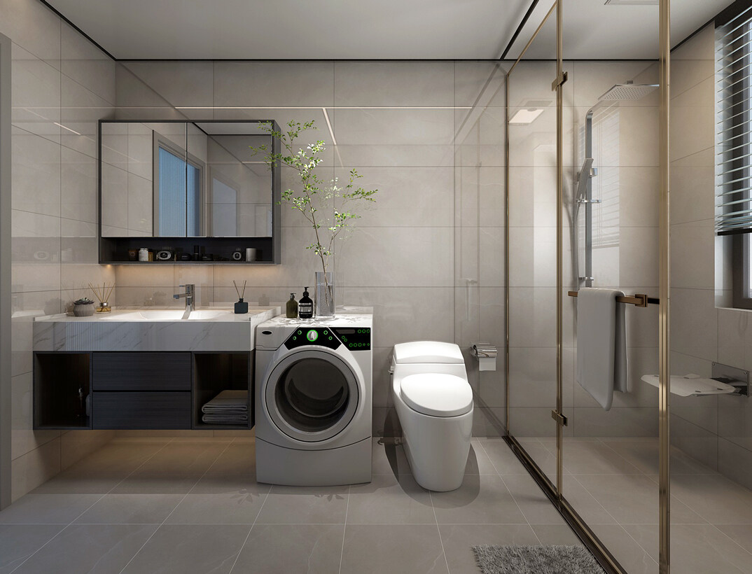 海信·依云小镇135㎡平层浴室新中式风格装修案例效果图.jpg