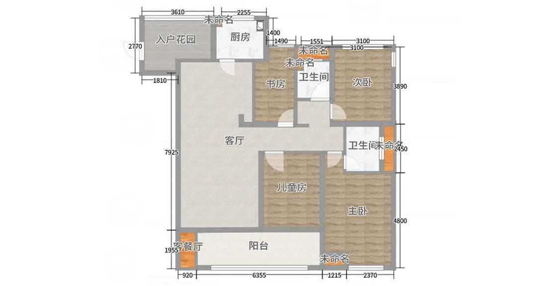 芙蓉花园145㎡四室一厅户型平面布局图