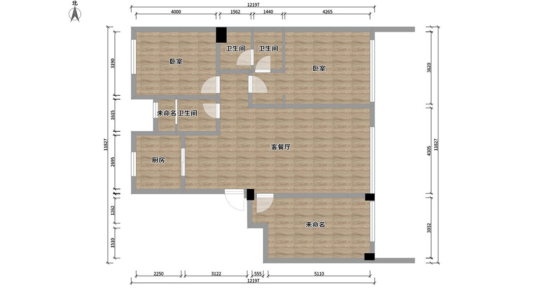绿城晓峰湖畔130㎡三室二厅户型平面布局图.jpg