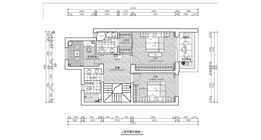 鑫江合院185㎡叠墅二层平面户型布局图.jpg