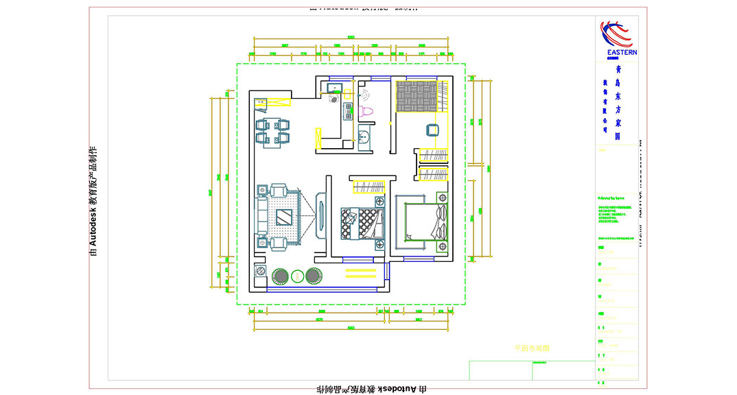 蓝天尚东区120㎡三室两厅户型平面布局图