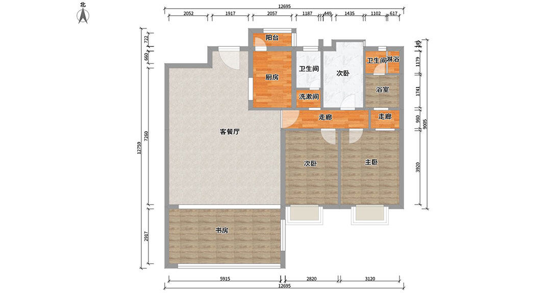 腾讯双创小镇人才公寓158㎡三室两厅户型平面布局图.jpg