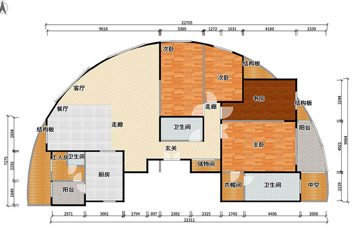 燕岛国际270㎡四室两厅户型平面布局图.jpg