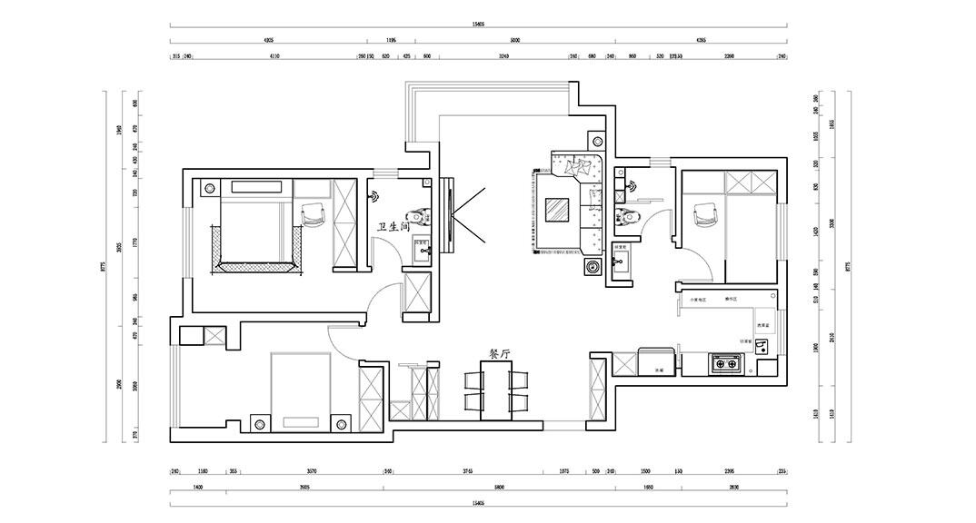 金地·锦宸135㎡三室二厅户型平面布局图.jpg