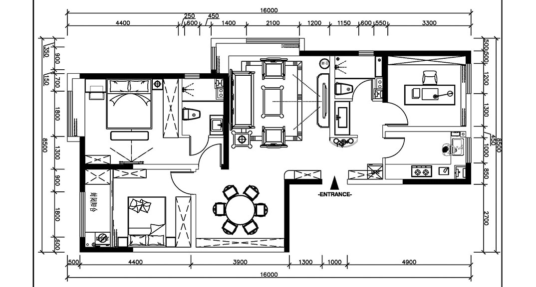 鲁商蓝岸公馆126㎡三室二厅户型平面布局图.jpg