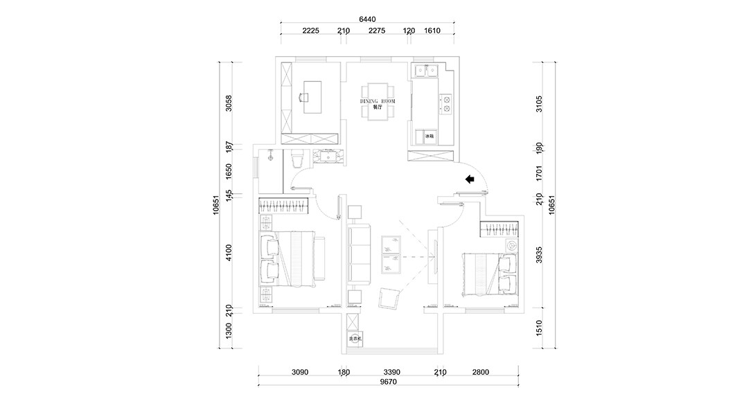 青钢小镇120㎡三室一厅户型平面布局图.jpg