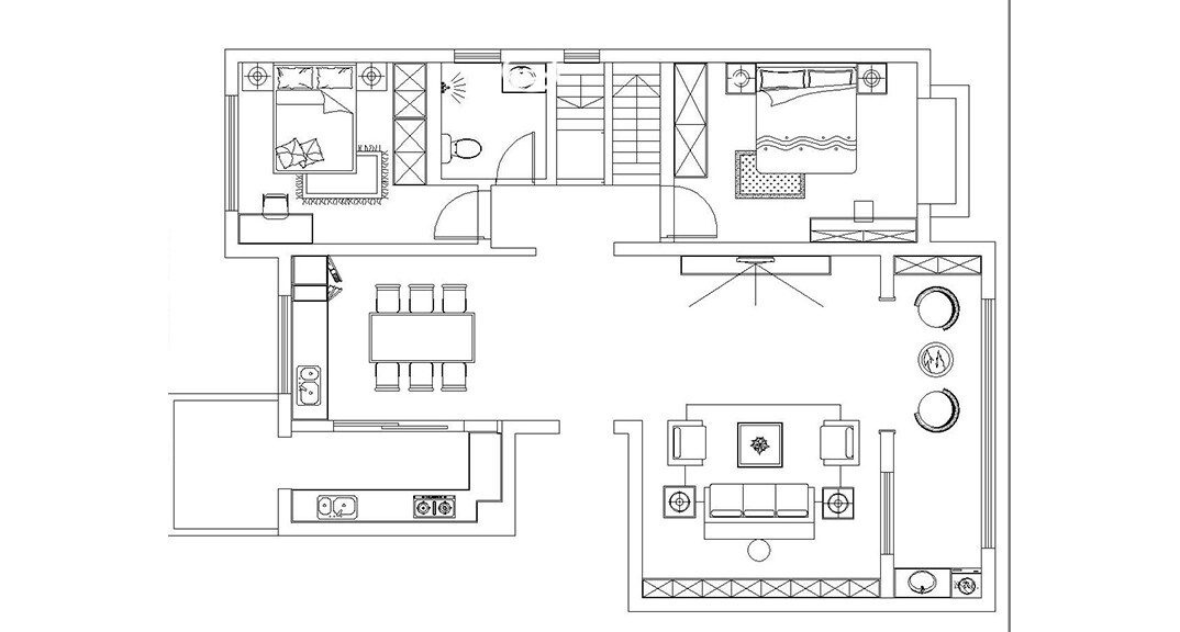 桂花园210㎡别墅复式一层户型平面布局图.jpg