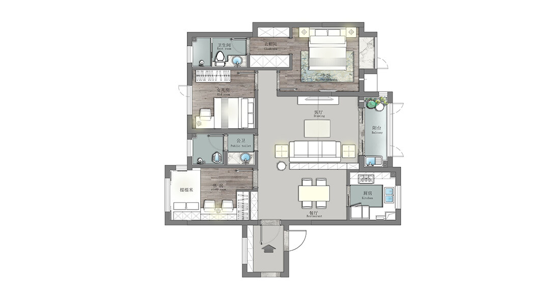 海悦中心155㎡三室两厅户型平面布局图.jpg