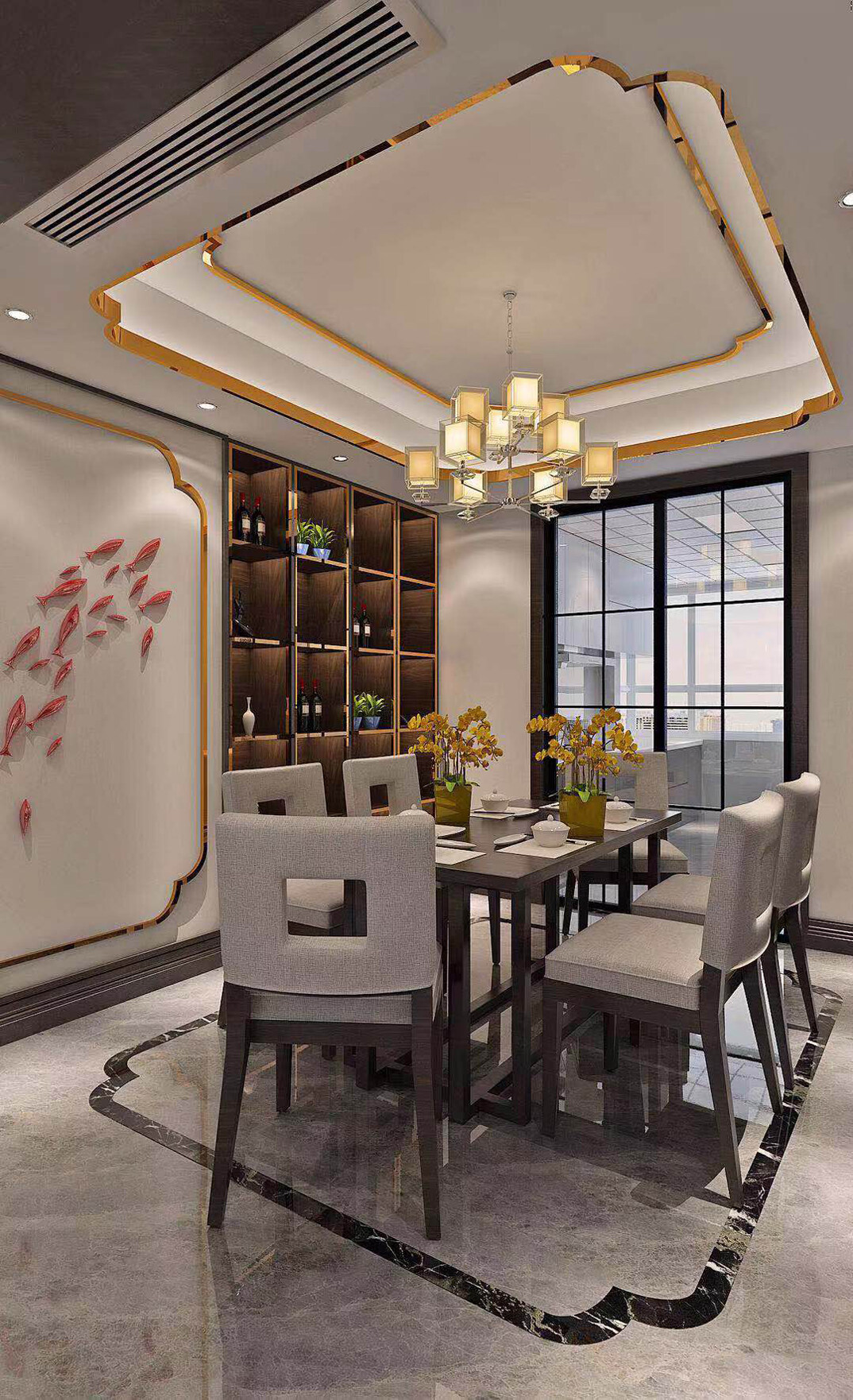 市直三区150㎡三室两厅餐厅新中式风格装修案例效果图.jpg
