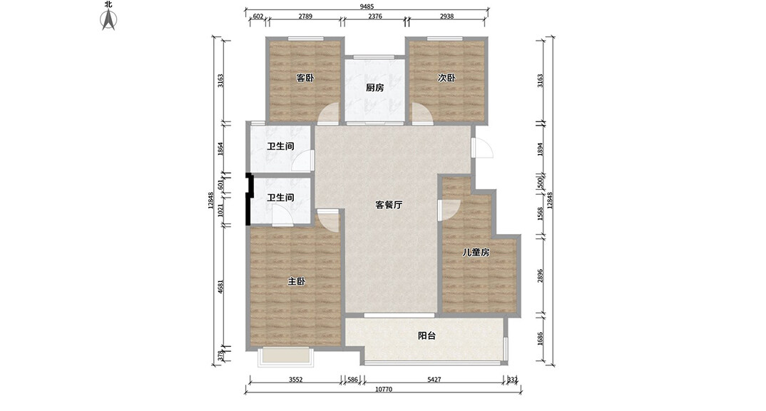 新城玺樾130㎡四室两厅户型平面布局图.jpg