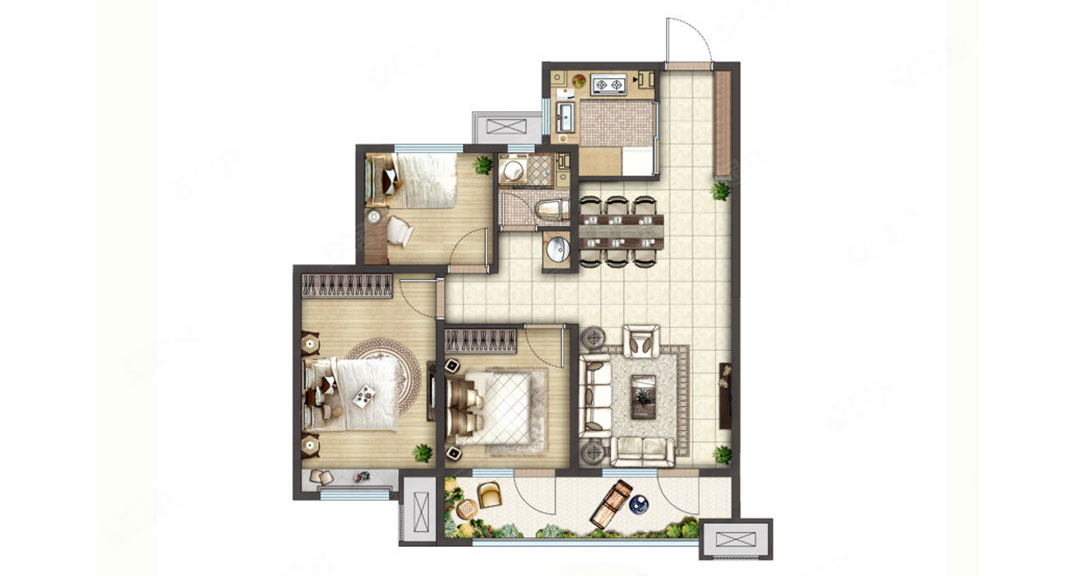 越秀星汇城97㎡三室两厅户型平面布局图.jpg