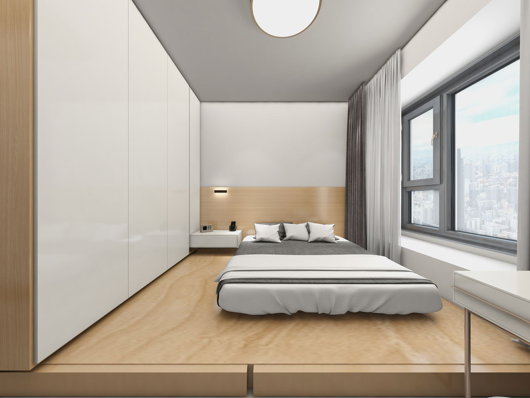中欧国际城115㎡三室两厅卧室原木极简风格装修案例效果图-详细.jpg