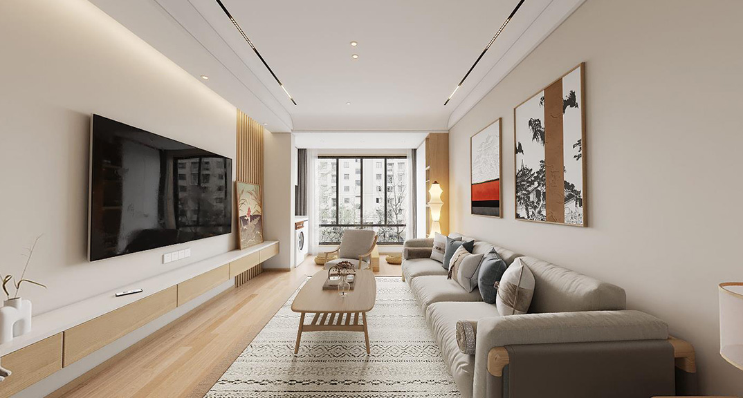 盛世华府112㎡三室两厅客厅现代风格装修案例效果图.jpg