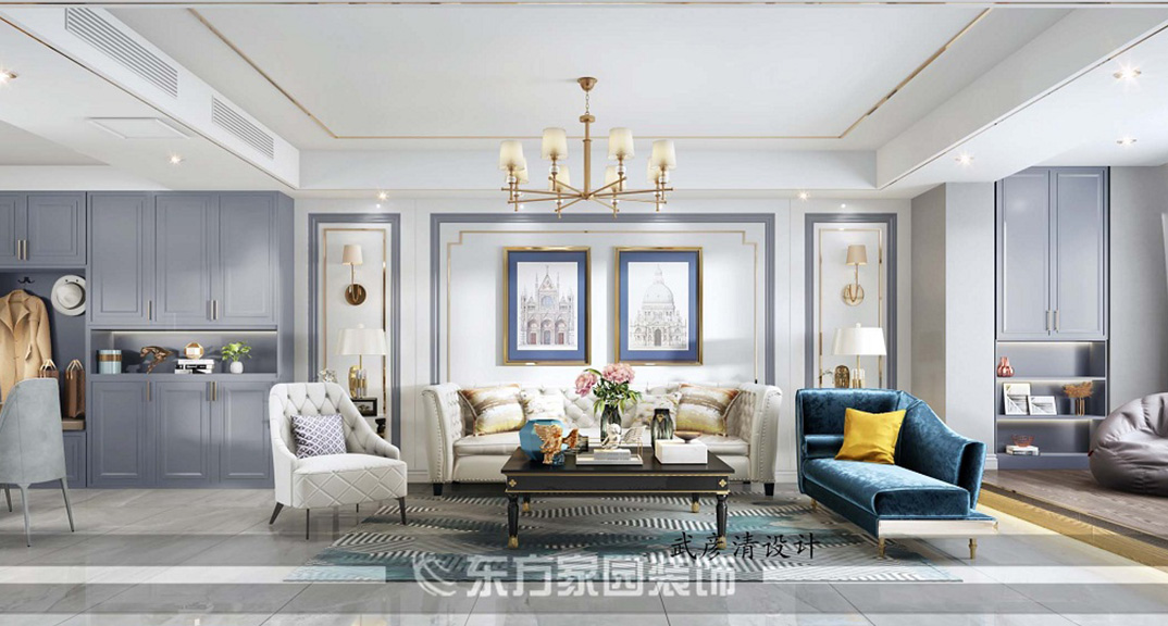 安泰名筑138㎡三室两厅客厅沙发轻奢风格装修案例效果图.jpg