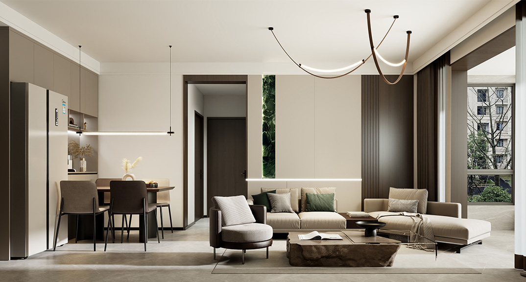 悦动湾142㎡四室两厅客厅沙发现代风格装修案例效果图.jpg