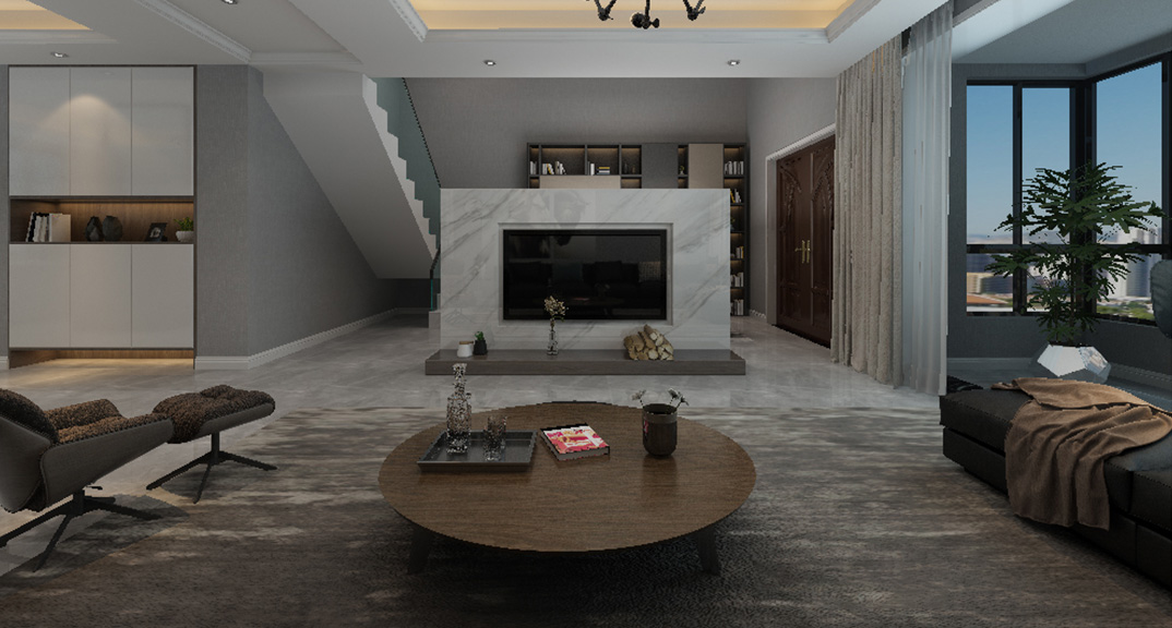 安泰名筑132㎡三室两厅客厅电视现代风格装修案例效果图.jpg