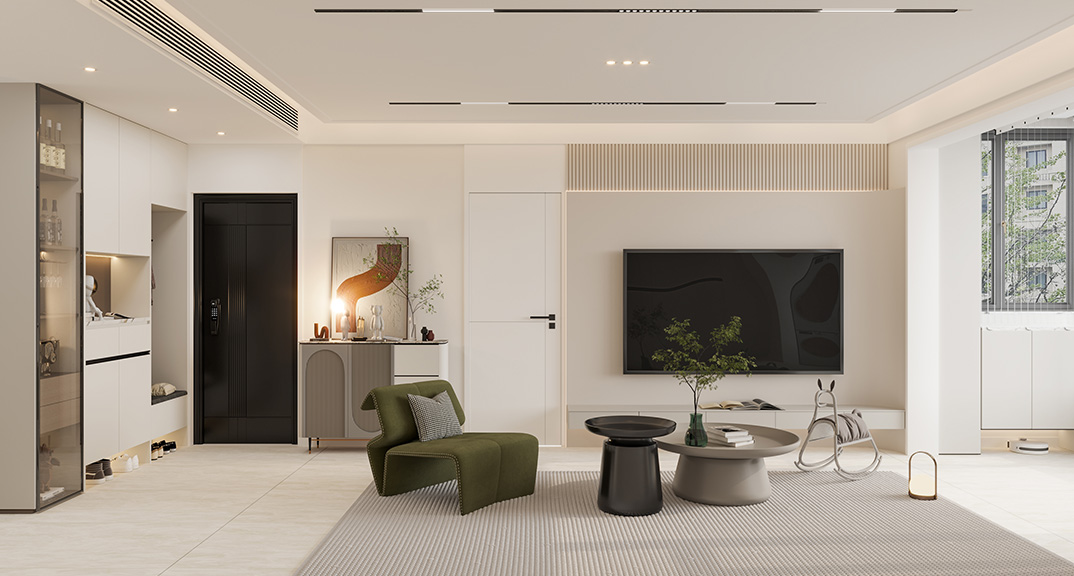 东海花园116㎡三室两厅客厅电视现代简约风格装修案例效果图.jpg