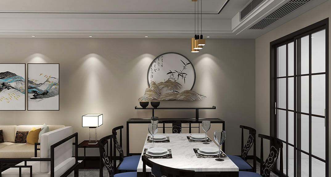 雍华府160㎡四室两厅餐厅新中式风格装修案例效果图.jpg